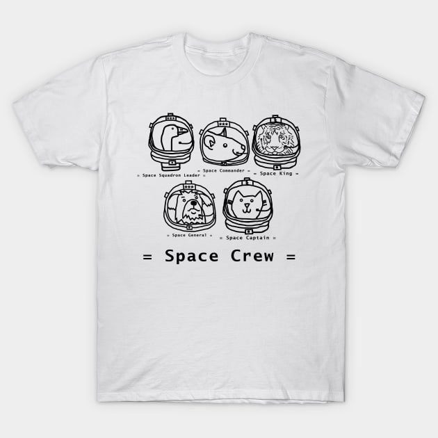 Space Crew 2420 with Tiger Sci Fi Line Drawing T-Shirt by ellenhenryart